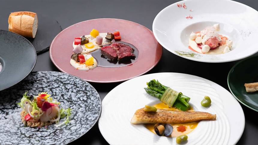 島根の旬の食材を味わえる玉造国際ホテル Rivage Chorakuの洋食コース料理