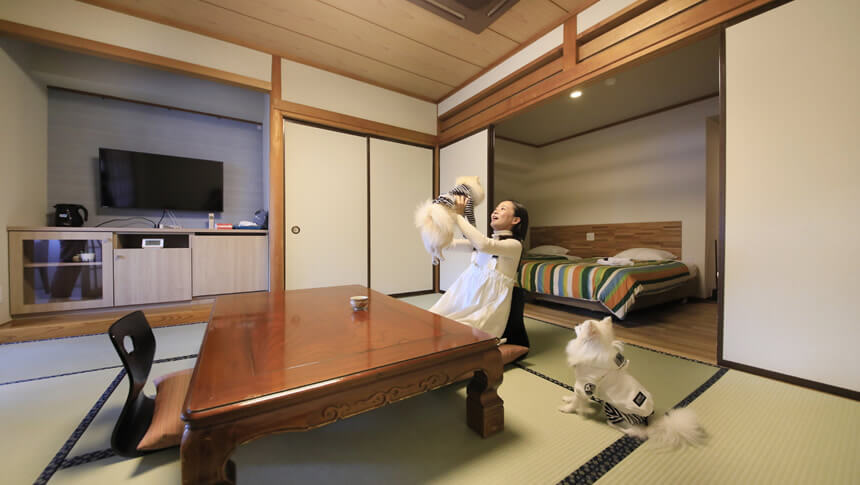 愛犬と一緒に泊まれるゆるり西伊豆の和洋室