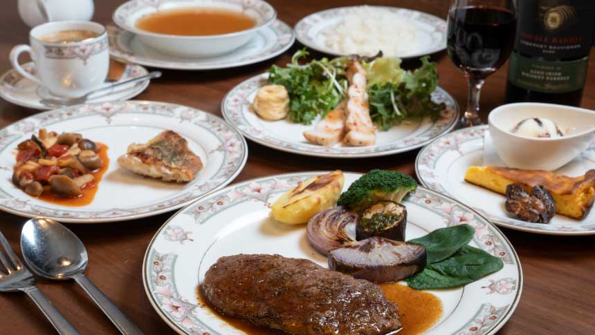 あにまる御殿の夕食。地元栃木の食材を使った洋風ディナーコース