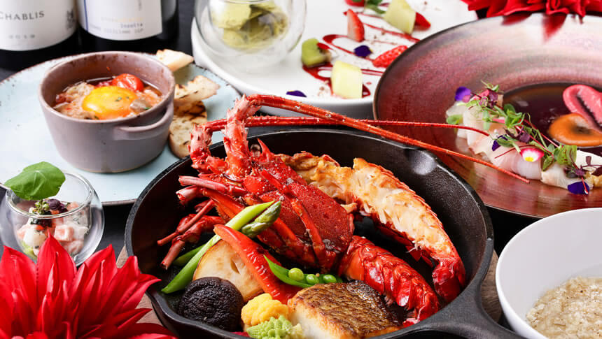 伊豆の新鮮な海の幸を使った創作料理｜熱川オーシャンリゾートの夕食
