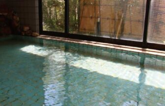 愛犬と泊まれる新かい荘の、周りを気にせず楽しめる貸し切り温泉。窓の外に緑豊かな坪庭を望む、リラックスできるプライベートなお風呂。