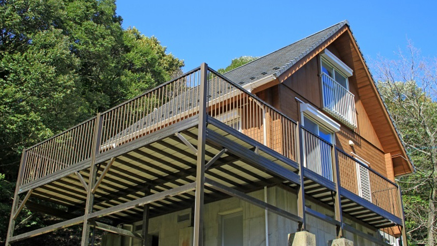 貸別荘古湯E　佐賀県古湯温泉の宿｜木のぬくもりを感じる別荘。山小屋風別荘