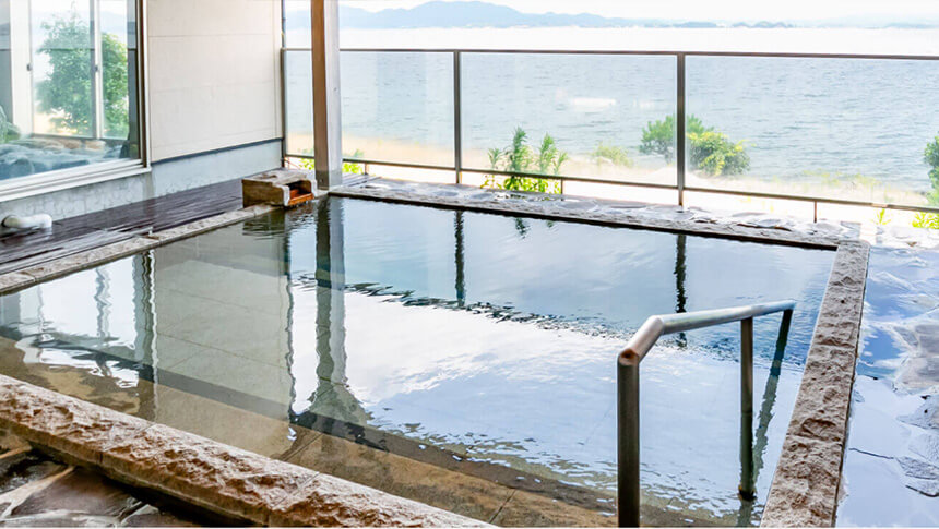 宍道湖を望む玉造国際ホテル Rivage Chorakuの展望大浴場