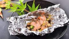 お宿本屋敷｜信州の恵みを使った犬用鮭のホイル焼きプレート（戸狩温泉）